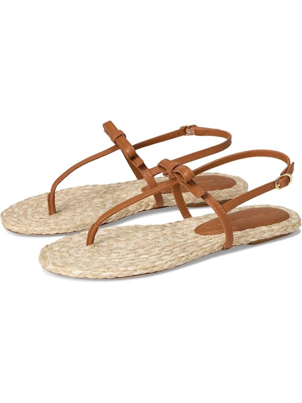 STUART WEITZMAN Felicity Espadrille Tan Bow leather Thong Sandals Flat size 8.5